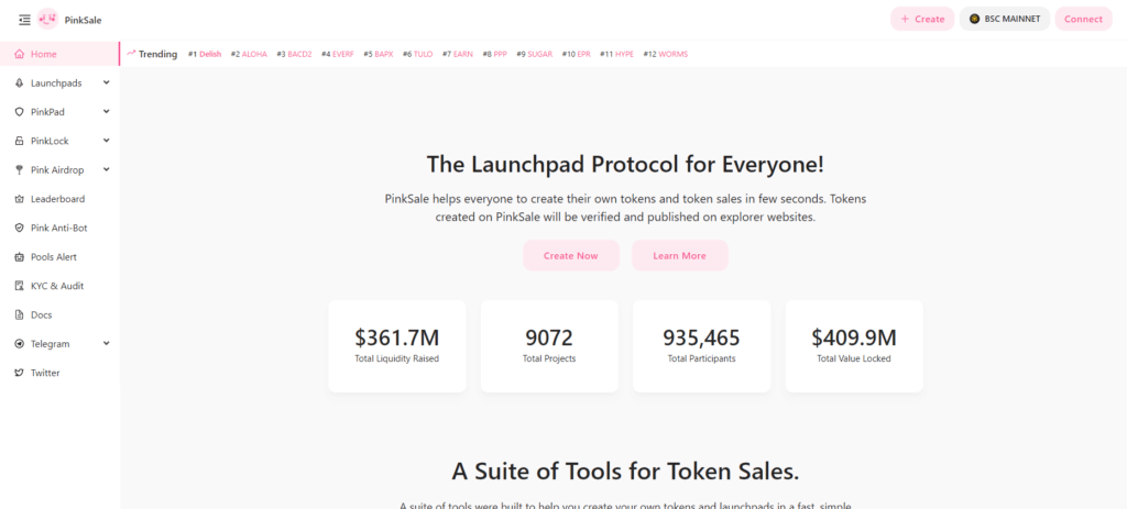 PinkSale's, a crypto launchpad protocol